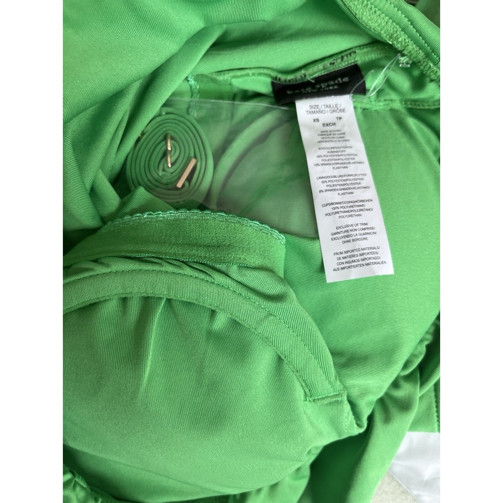 New KATE SPADE Sz XS Ruffle One Piece Green Swimsuit Strap Liner Fern Moss NWOT - Picture 7 of 9